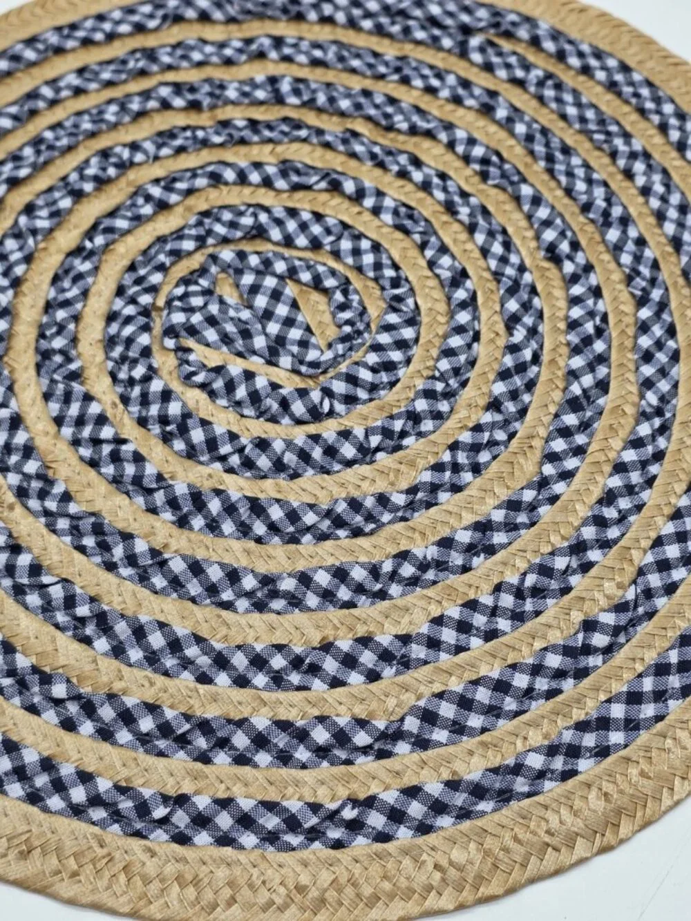 Benson Mills Splice Blue Gingham & Wicker Woven 14